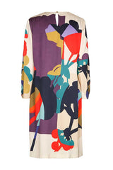 PURPLE PRINT STRAIGHT VISCOSE DRESS