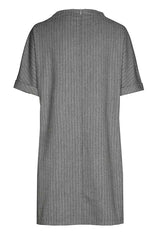 GREY STRAIGHT-FITTING ASYMMETRIC SHORT DRESS