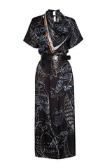 COLLAR EFFECT MIDI-DRESS
