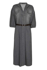 DARK GREY MIDI DENIM DRESS