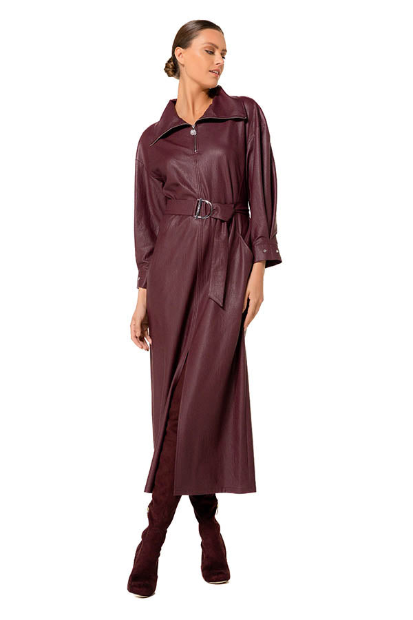 SLIGHTLY FITTED MIDI DRESS IN VEGAN LEATHER
