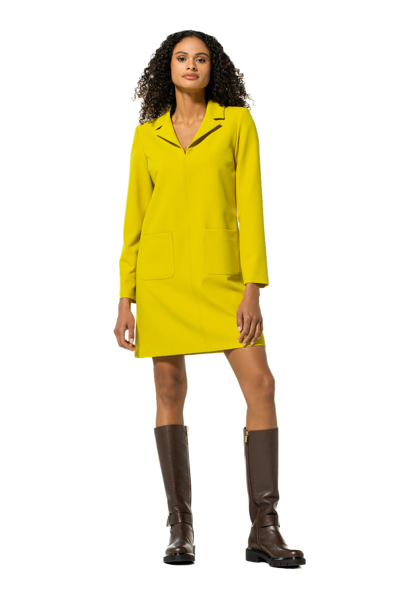 YELLOW STRAIGHT-FITTING COAT DRESS