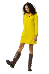 YELLOW STRAIGHT-FITTING COAT DRESS