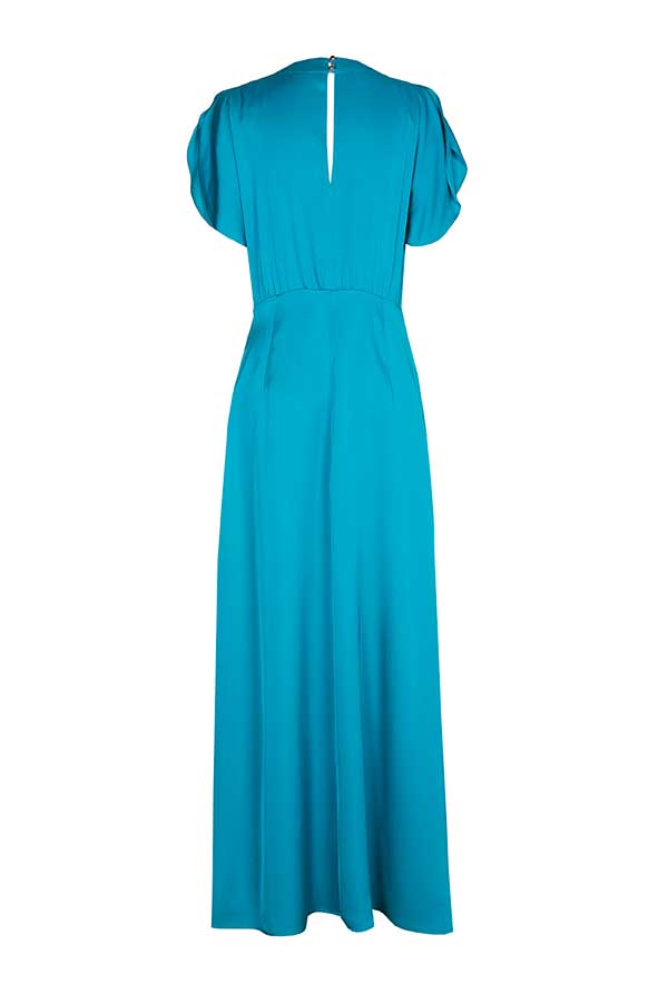 TURQUOISE SHINY VISCOSE MAXI DRESS