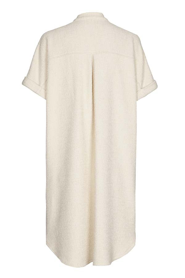 CREAM STRAIGHT-FITTING BOUCLETTE DRESS