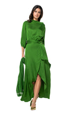 GREEN BACK EFFECT FESTIVE LONG DRESS