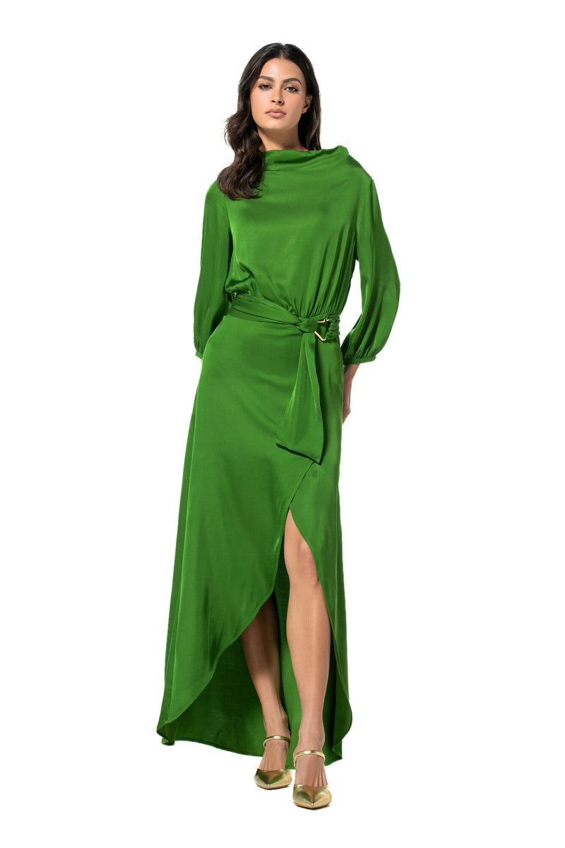 GREEN BACK EFFECT FESTIVE LONG DRESS