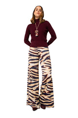 PLUM FITTED RIBBED JERSEY PULLOVER