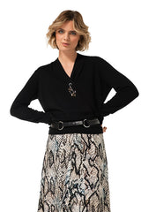 BLACK FAUX CACHE-COEUR SWEATER