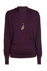 PLUM FAUX CACHE-COEUR SWEATER
