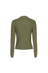 OLIVE FITTED WRAP-EFFECT PULLOVER