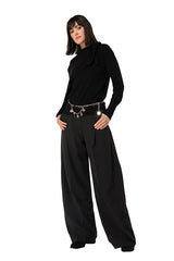 BLACK BOW SHOULDER DETAIL ELEGANT PULLOVER