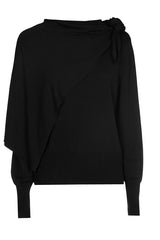 BLACK BOW SHOULDER DETAIL ELEGANT PULLOVER