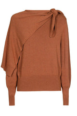 CARAMELLO BOW SHOULDER DETAIL ELEGANT PULLOVER