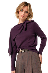 PLUM BOW SHOULDER DETAIL ELEGANT PULLOVER