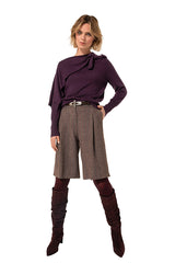 PLUM BOW SHOULDER DETAIL ELEGANT PULLOVER
