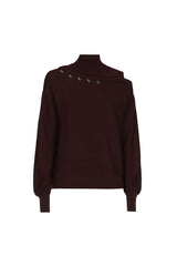 PLUM SHOULDER EFFECT FINE-KNITTED PULLOVER