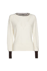 WHITE SEMI-SHEER DÉCOLLETÉ FITTED PULLOVER