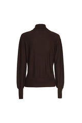 BROWN SEMI-SHEER DÉCOLLETÉ PULLOVER