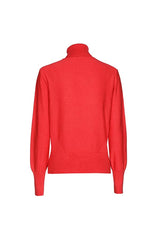 RED SEMI-SHEER DÉCOLLETÉ FITTED PULLOVER