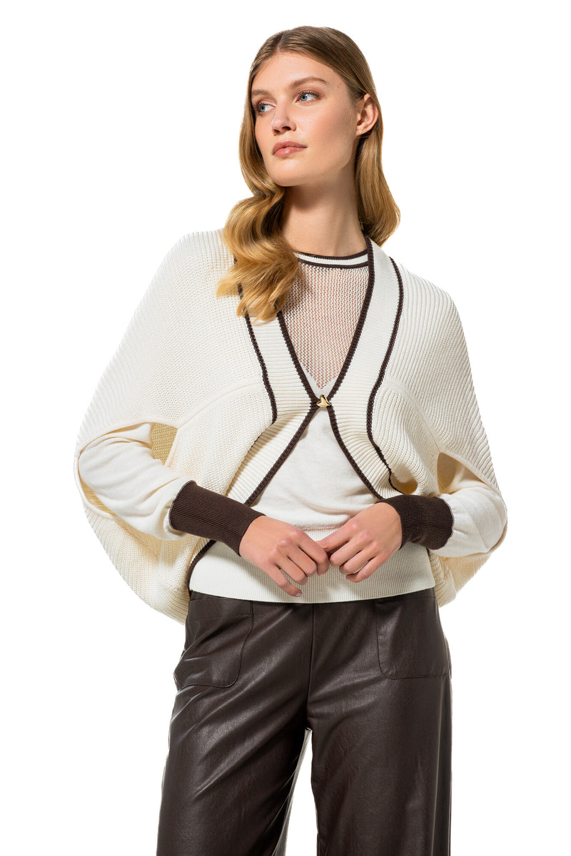 CREAM TWO-TONE LONG BOLERO