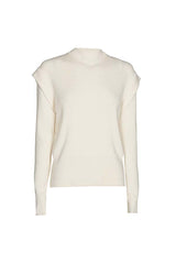 WHITE RIB-KNIT PULLOVER