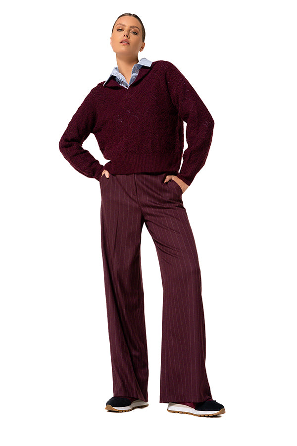 PLUM COLLAR EFFECT LOOSE-KNIT COSY PULLOVER