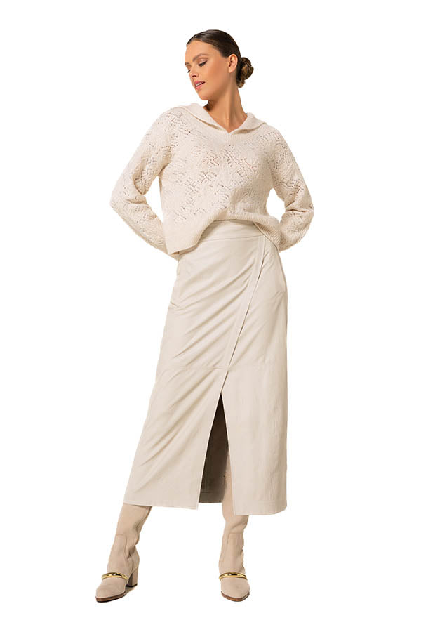 CIMENT COLLAR EFFECT LOOSE-KNIT COSY PULLOVER