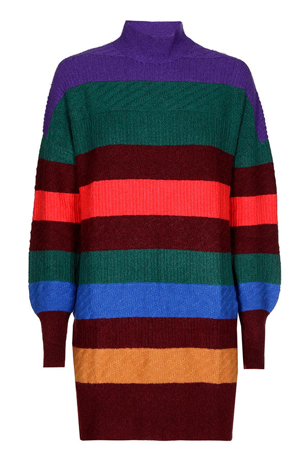 STRIPED MULTICOLOR TUNIC PULLOVER