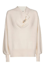 CREAM COLLAR DETAIL ELEGANT PULLOVER