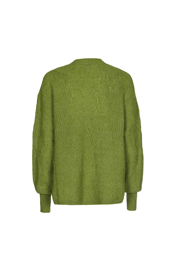 AVOCADO SUBTLE FLORAL RELIEF PATTERN RELAXED COSY PULLOVER