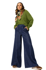 AVOCADO SUBTLE FLORAL RELIEF PATTERN RELAXED COSY PULLOVER