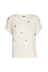 WHITE HEART EFFECT SHORT SLEEVE PULLOVER