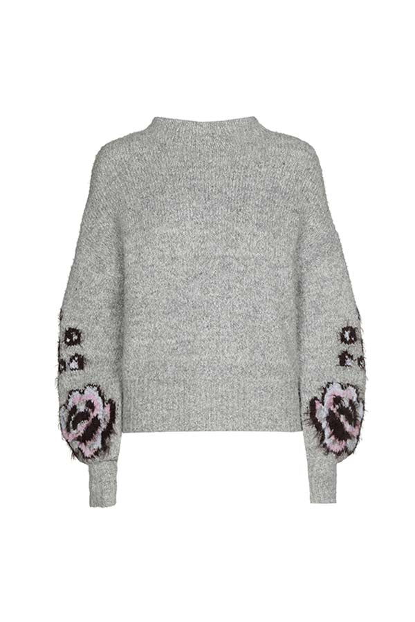 GREY SLEEVE EFFECT COSY PULLOVER