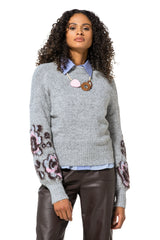 GREY SLEEVE EFFECT COSY PULLOVER