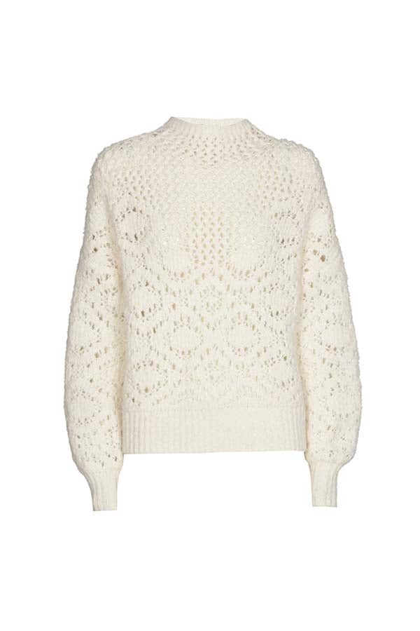 WHITE SEMI-SHEER PULLOVER