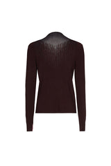 PLUM RIBBED JERSEY FITTED DRESSY PULLOVER