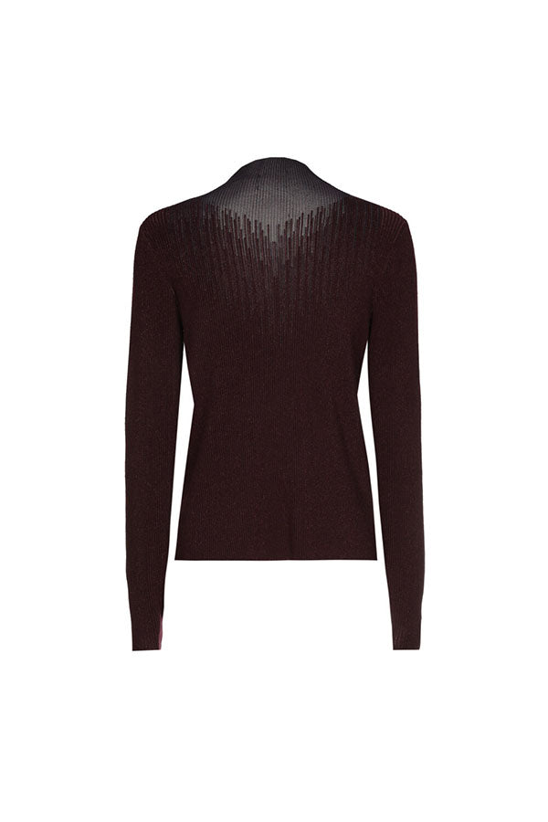 PLUM RIBBED JERSEY FITTED DRESSY PULLOVER