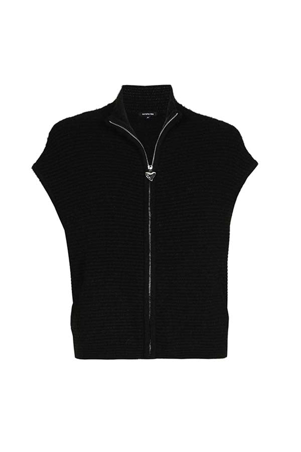 BLACK STRAIGHT-FITTING CARDIGAN