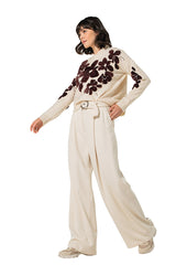 FLORAL DETAIL SEQUINS COSY PULLOVER