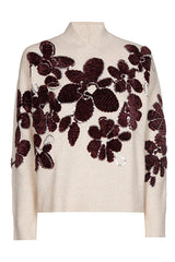 FLORAL DETAIL SEQUINS COSY PULLOVER