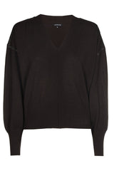 COFFEE RHINESTONE DETAIL FINE-KNIT PULLOVER