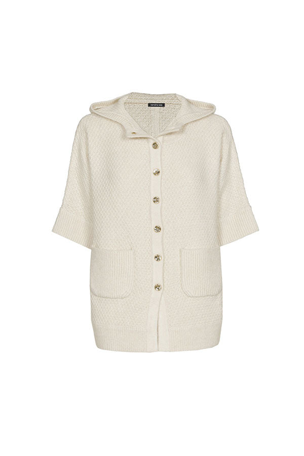 CREAM HOOD COSY PONCHO CARDIGAN