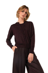BUTTON FASTENING FINE-KNIT PULLOVER