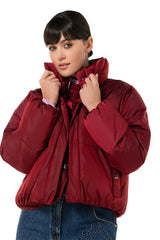 WINE RED SHORT PADDED WINTER JACKET