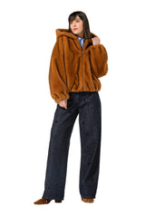 CARAMELLO FAUX FUR BOMBER JACKET