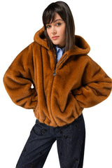 CARAMELLO FAUX FUR BOMBER JACKET