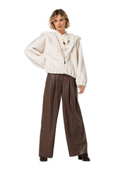 CREAM FAUX FUR BOMBER JACKET