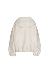 CREAM FAUX FUR BOMBER JACKET