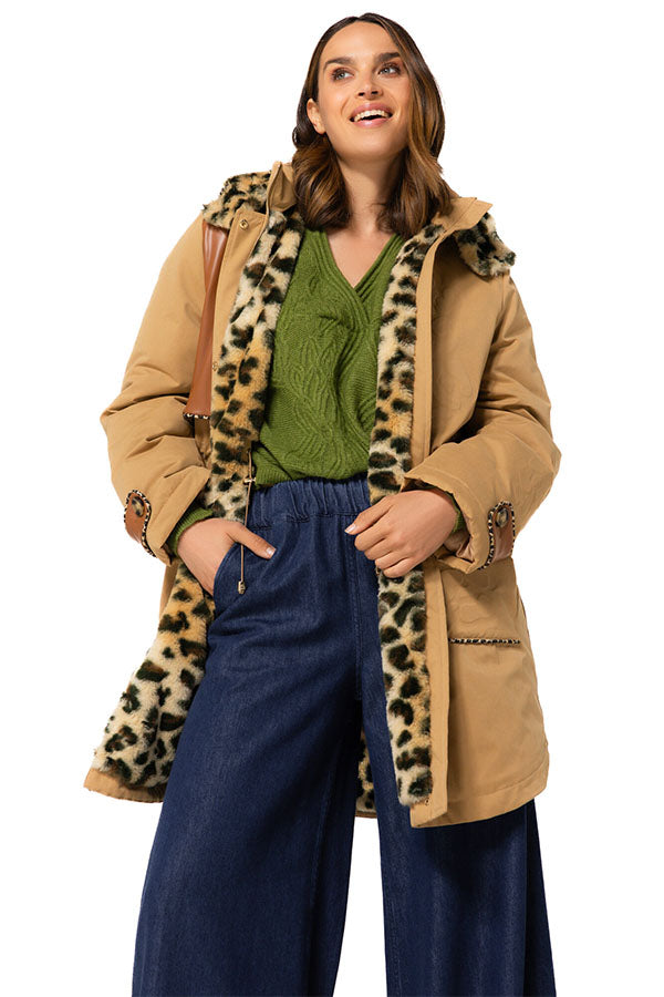 LEOPARD-PRINT LINING PARKA